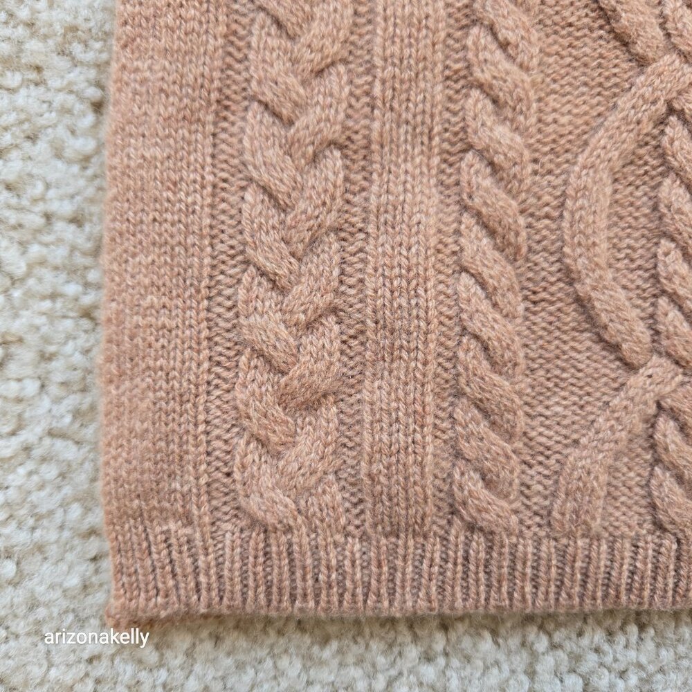 NWOT Caroline Grace Cashmere Tan Cable Knit Scarf - Picture 3 of 9